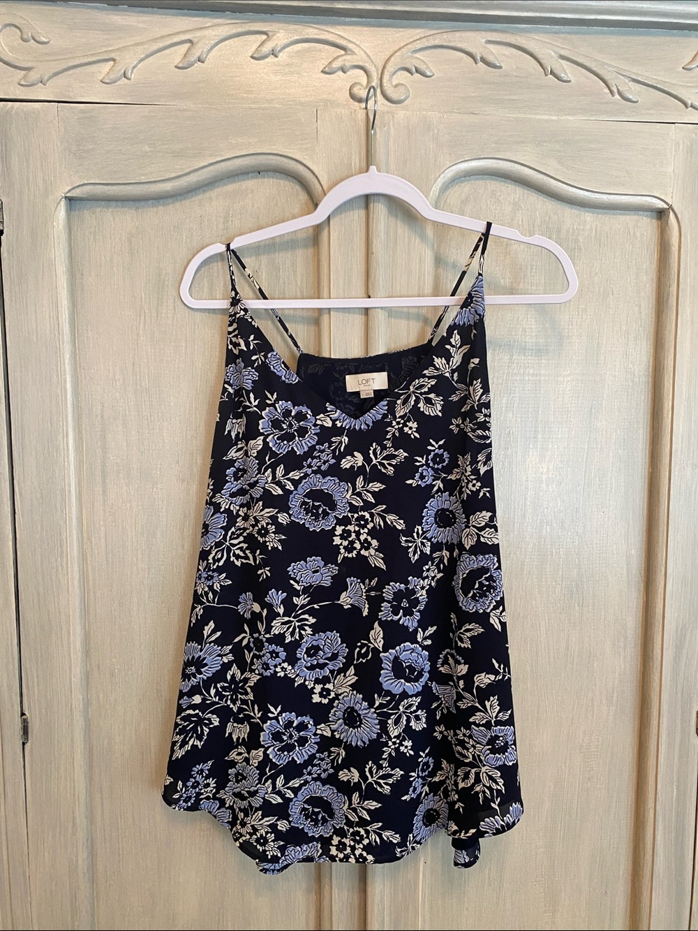 LOFT Navy Floral Spaghetti-Strap Camisole